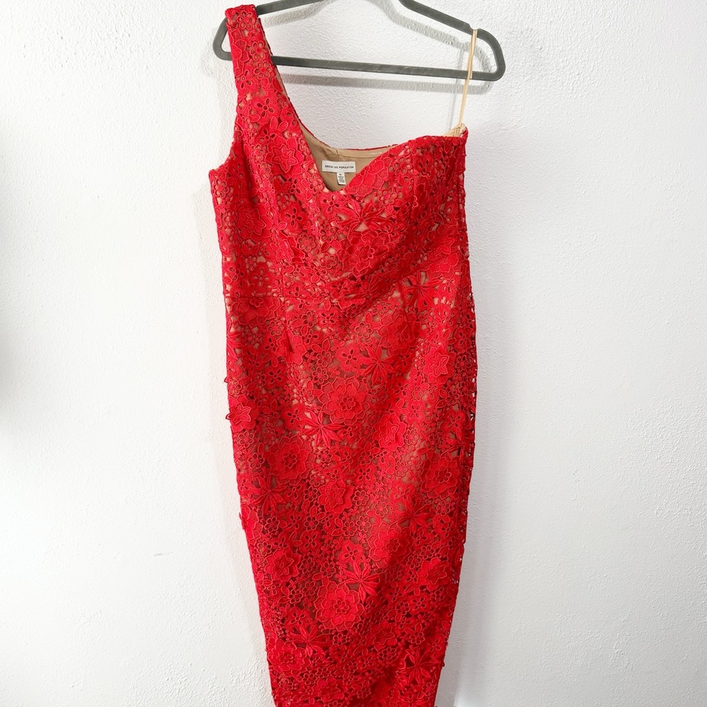 Dress the Population one shoulder red lace dress xl
